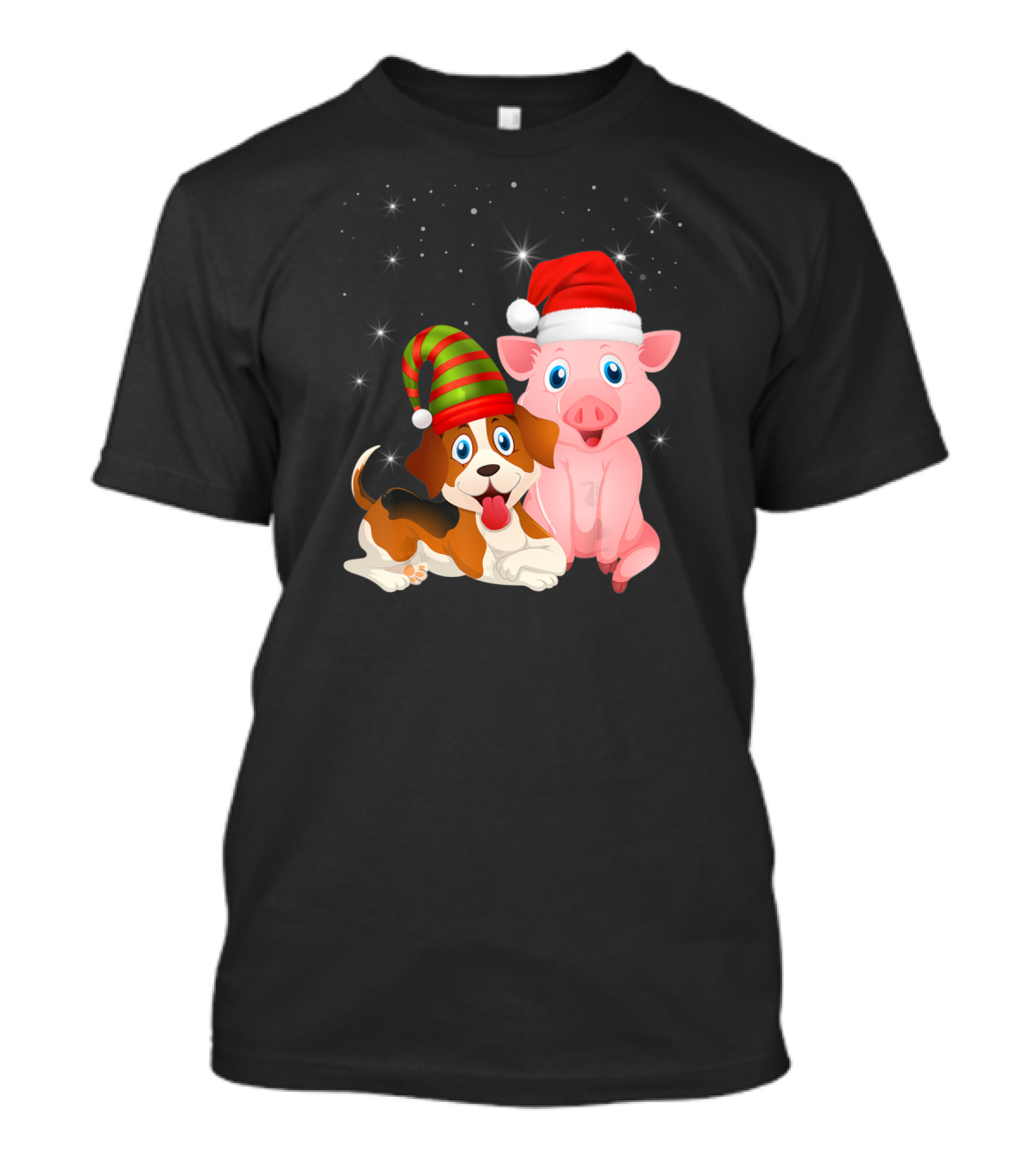 Christmas Festive Dog Pig Santa Hats T-Shirt
