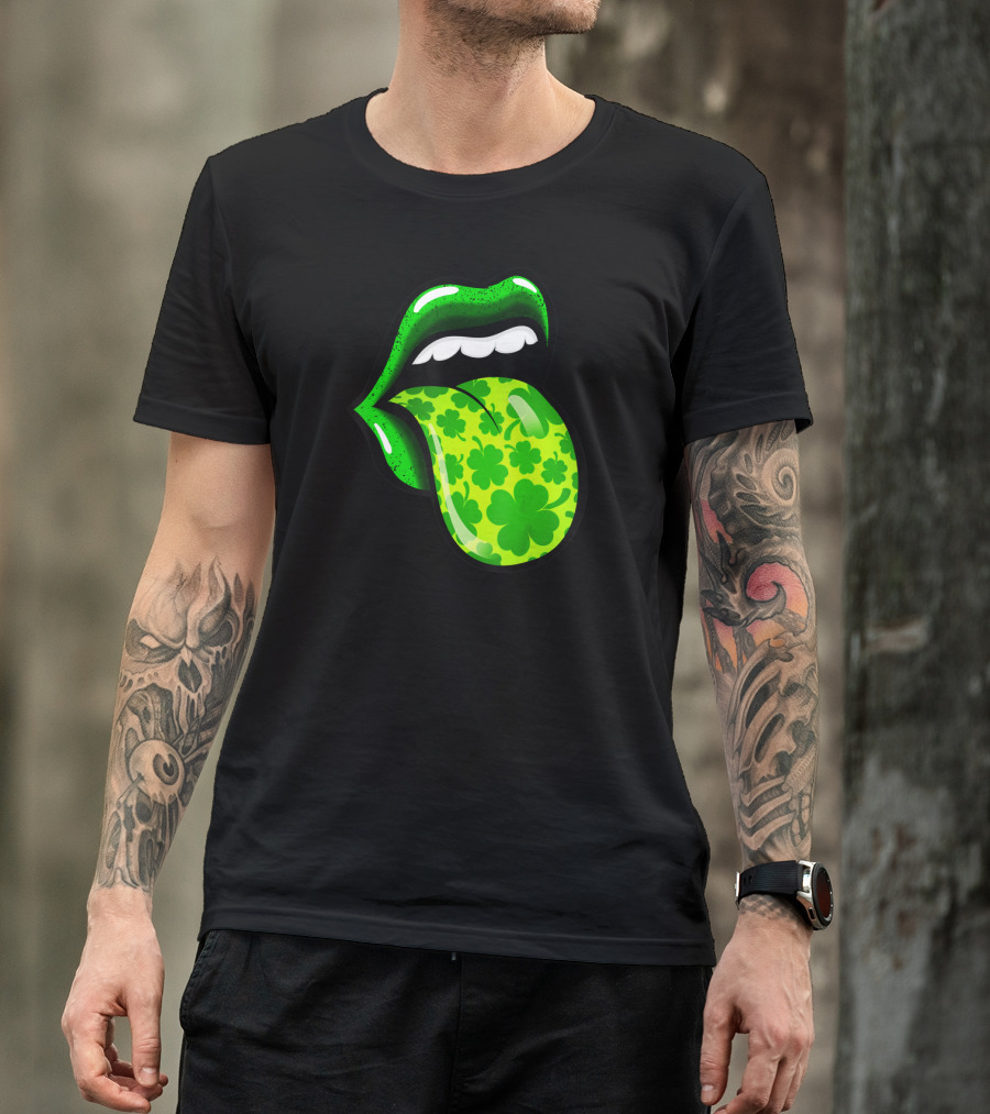 Green Shamrock Lips St Patricks Day Women T-Shirt