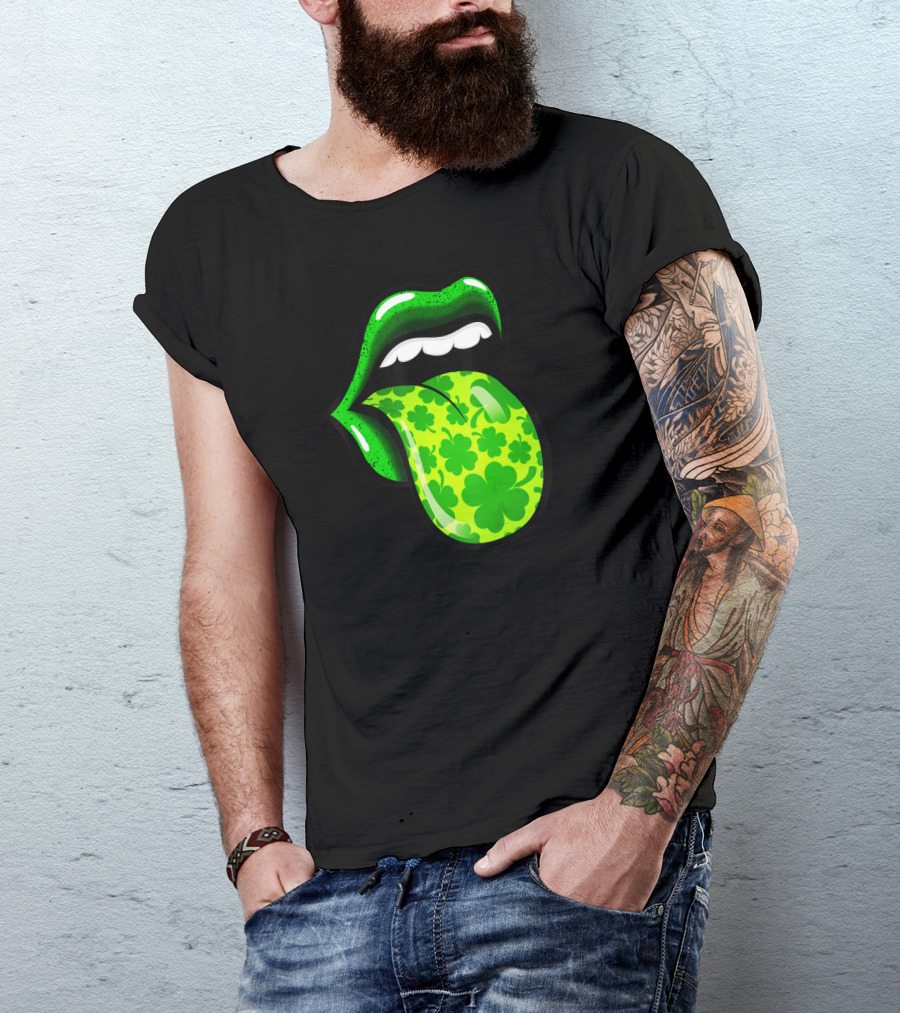 Green Shamrock Lips St Patricks Day Women T-Shirt