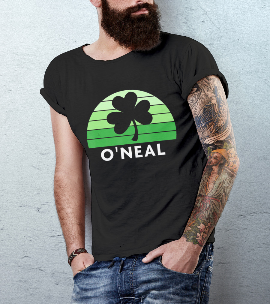 O'Neal Irish Family Name Shamrock Green Stripes T-Shirt