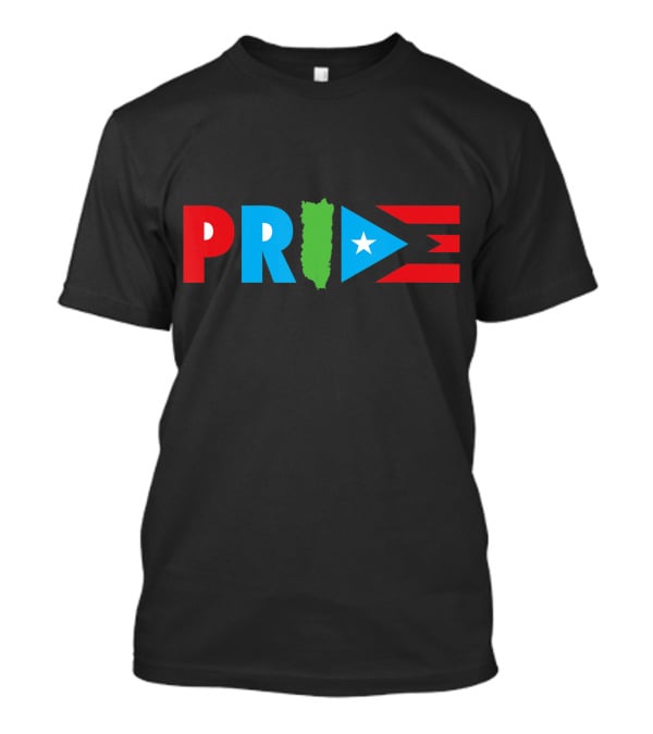 Pride Bandera Puerto Rico Flag Colors And Island Shape T-Shirt