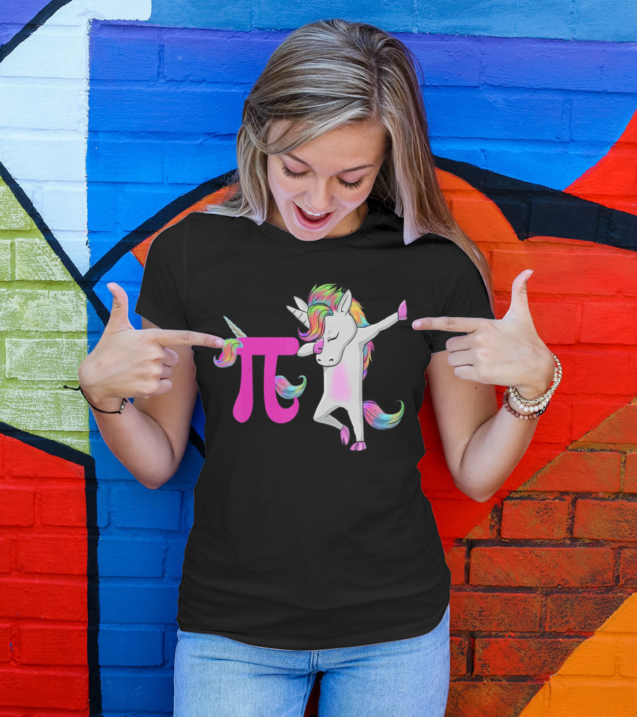 Happy Pi Day Unicorn Dabbing Math Rainbow Magic T-Shirt