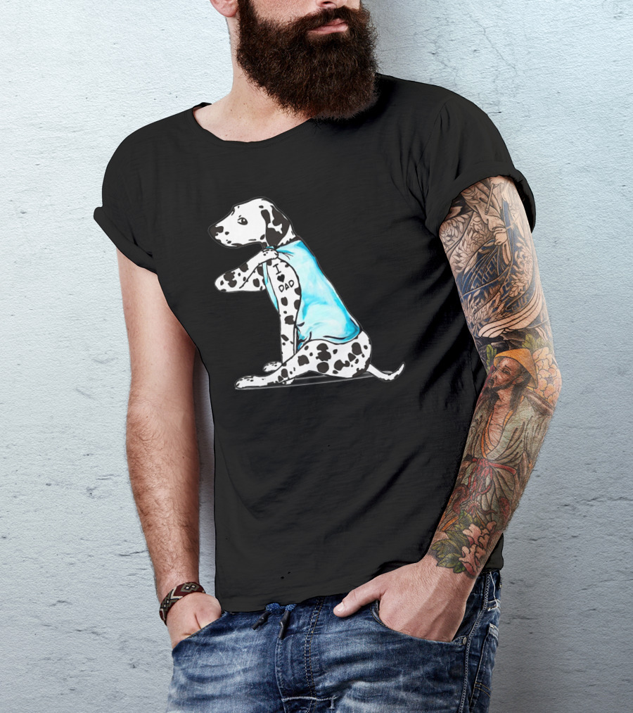 Dalmatian I Love DAD Blue Shirt Cute Dog T-Shirt