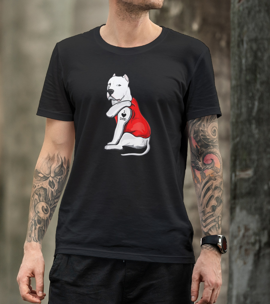 I Love Dad Dogo Argentino Father Dog In Red T-Shirt