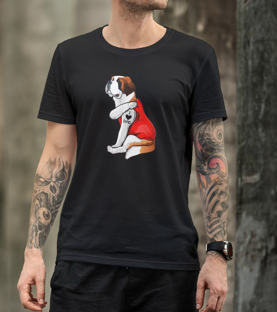 I Heart Dad Leonberger Dog Love Father Tattoo T-Shirt