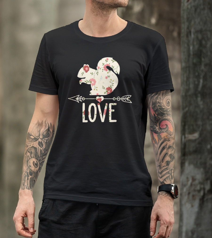 Love Squirrel Floral Vintage Flower Arrow T-Shirt