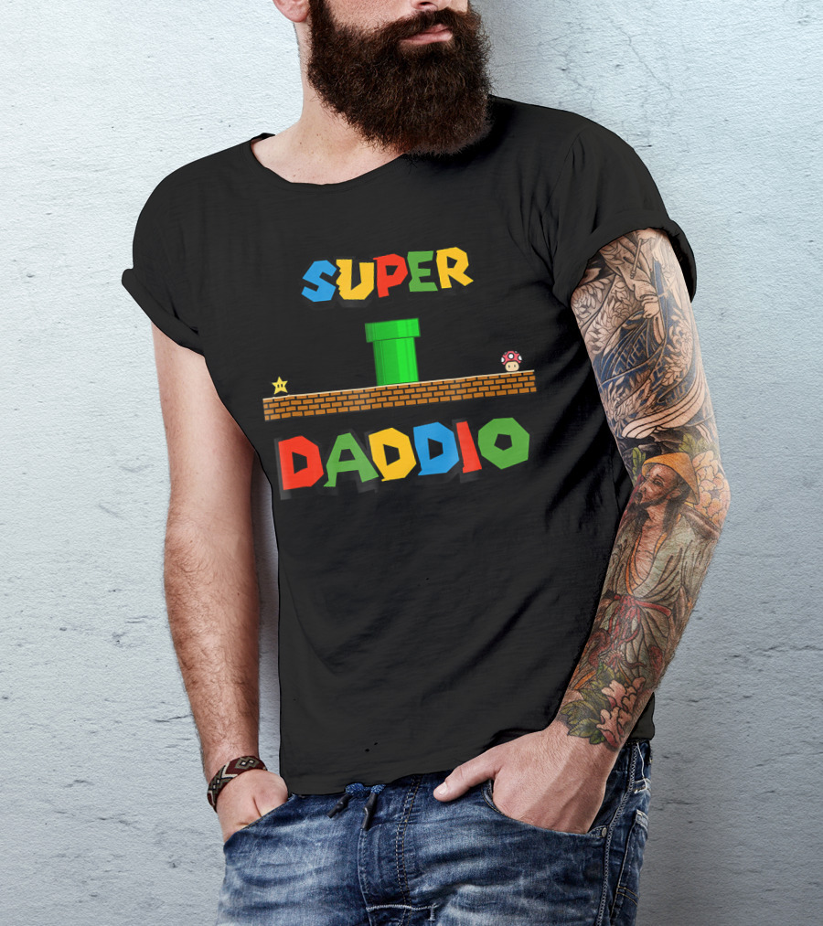 Super Daddio Nerdy Star Mushroom Pipe Block T-Shirt