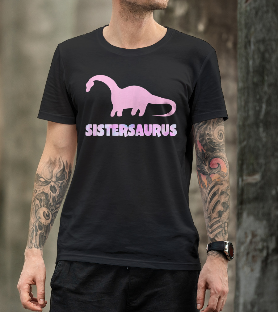 Sistersaurus Dinosaur Silhouette In T-Shirt