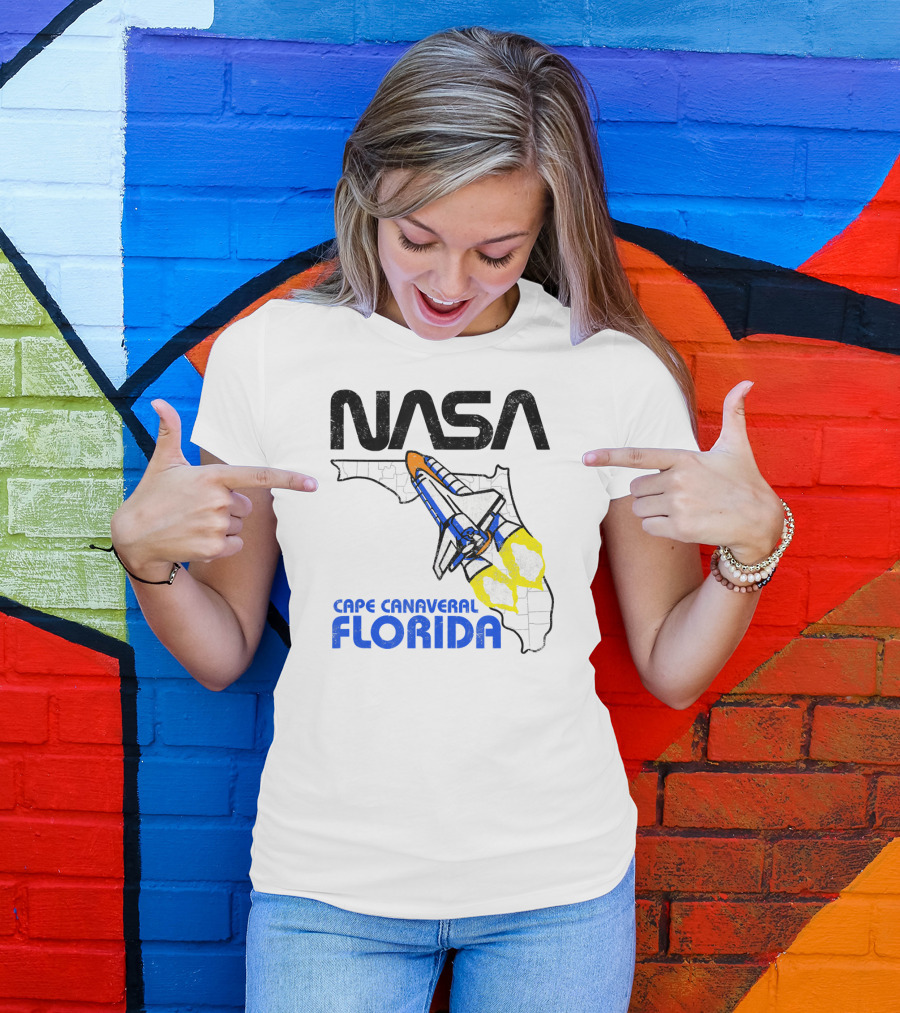 NASA Space Shuttle Florida Map Cape Canaveral T-Shirt