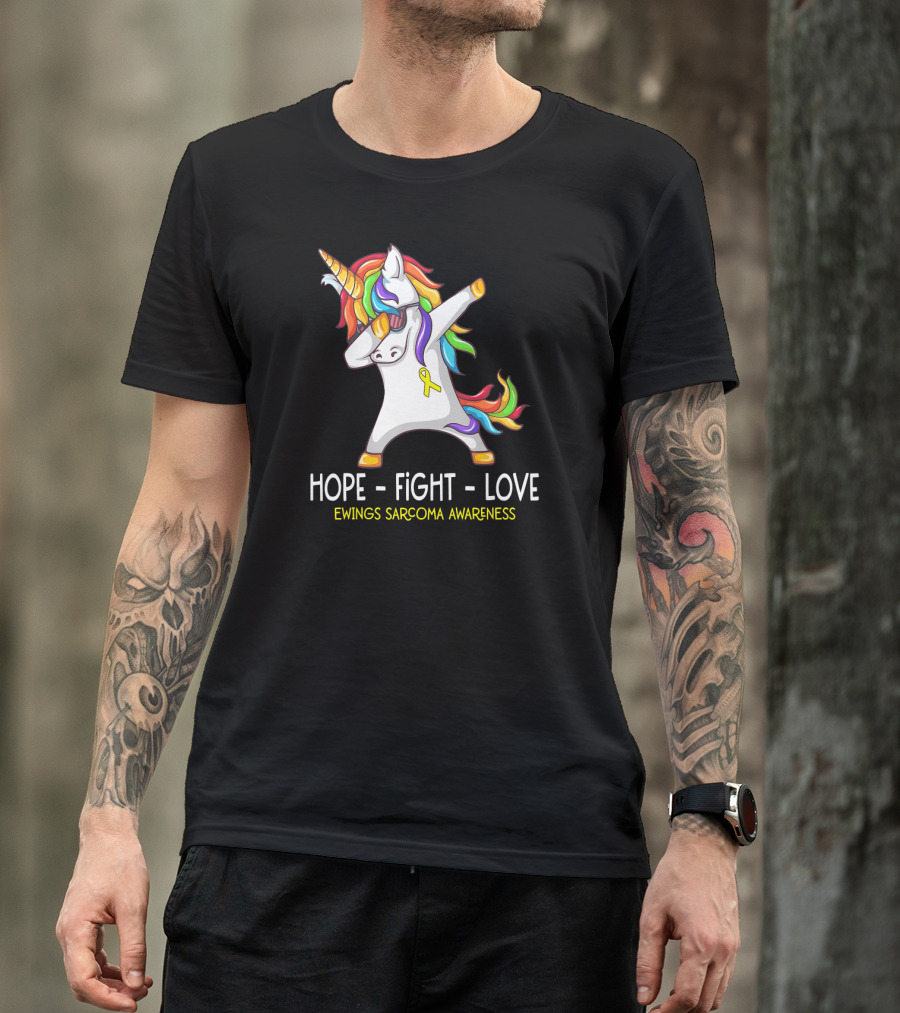 Hope Fight Love Unicorn Ewings Sarcoma Awareness T-Shirt