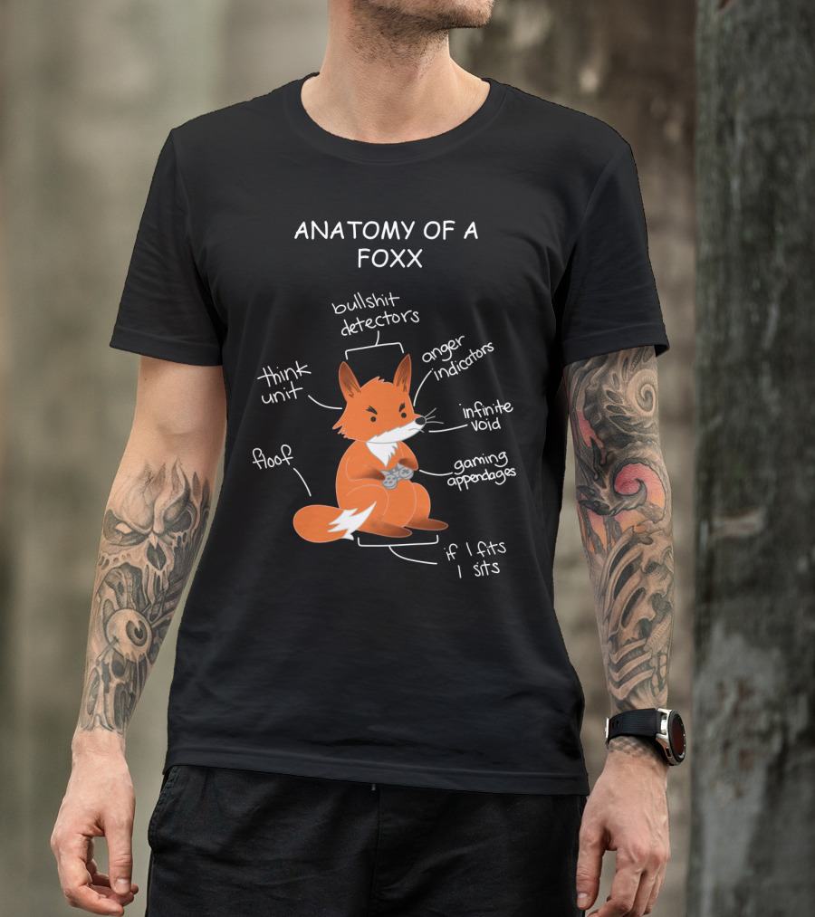 Anatomy Of A Foxx Bullshit Detectors Anger Indicators Infinite Void Gaming Appendages Think Unit Floof If I Fits I Sits T-Shirt