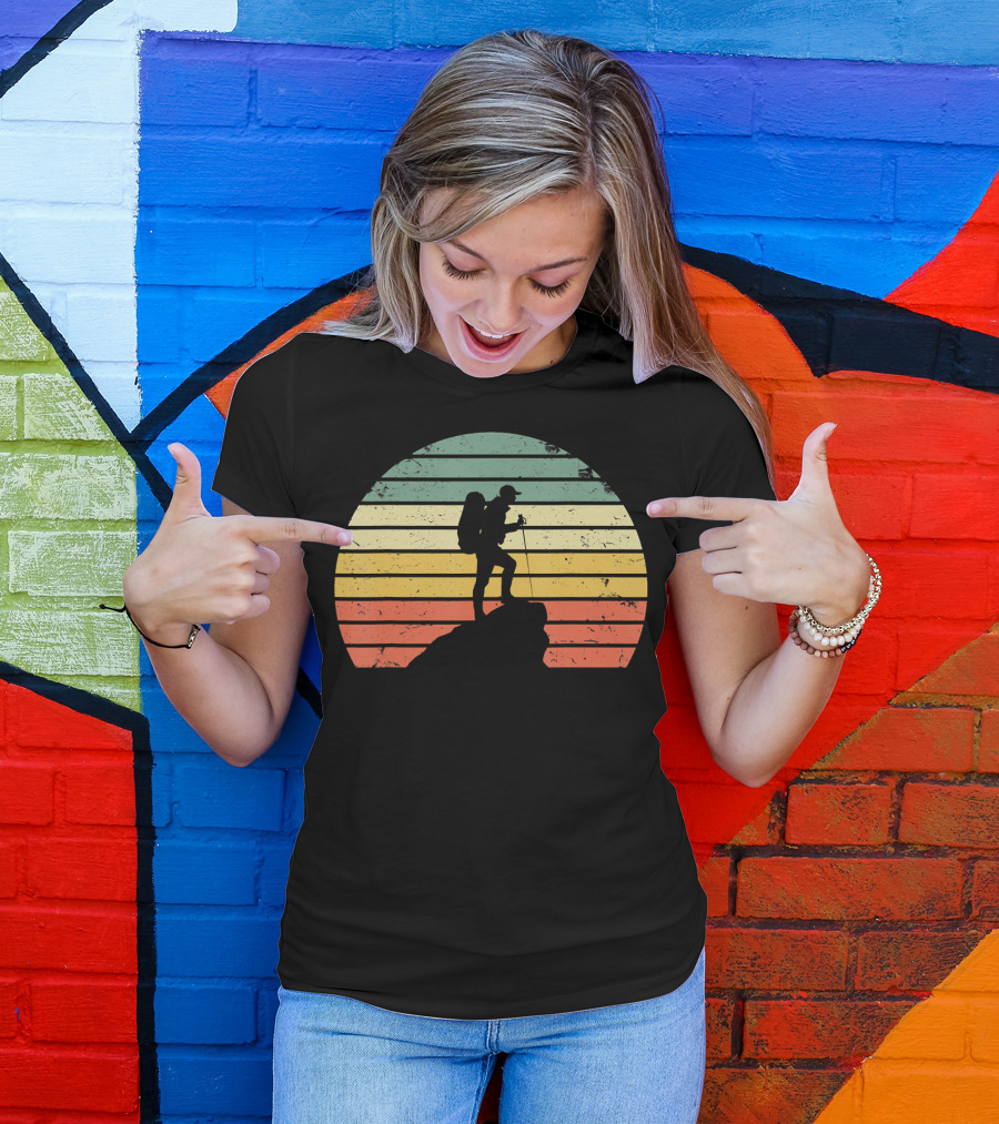 Vintage Hiking Retro Sunset Adventure T-Shirt