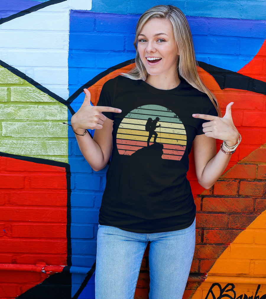 Vintage Hiking Retro Sunset Adventure T-Shirt