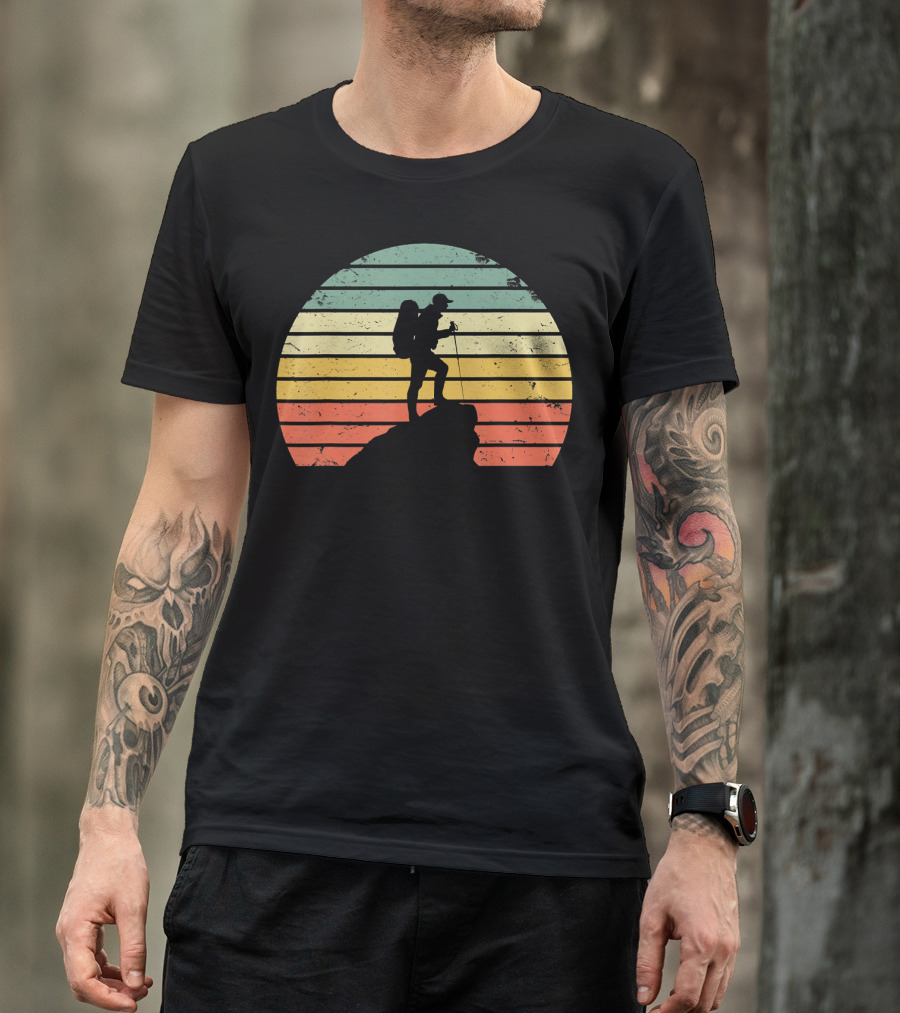 Vintage Hiking Retro Sunset Adventure T-Shirt
