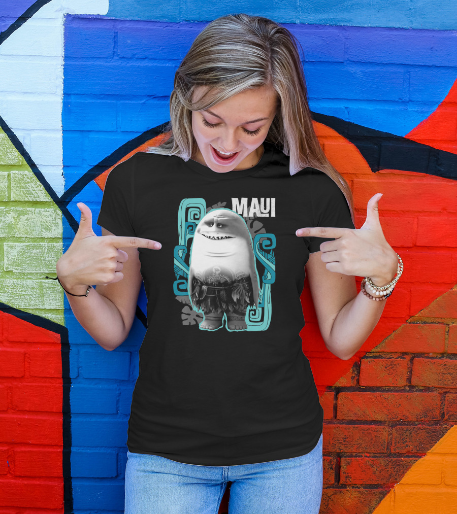 Maui Half Shark Disney Moana Character With Tribal T-Shirt
