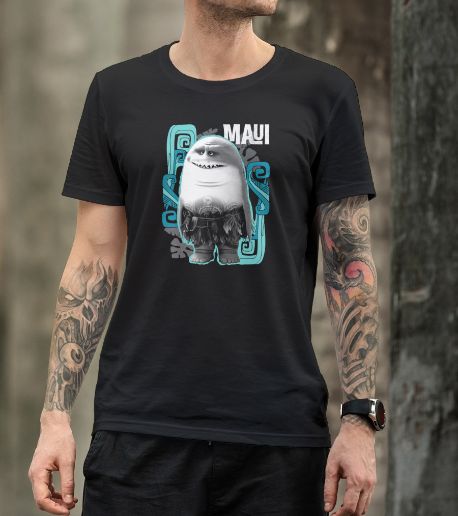 Maui Half Shark Disney Moana Character With Tribal T-Shirt