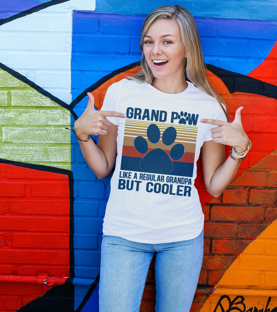 GRAND PAW Like A Regular Grandpa But Cooler Retro Paw Prints T-Shirt