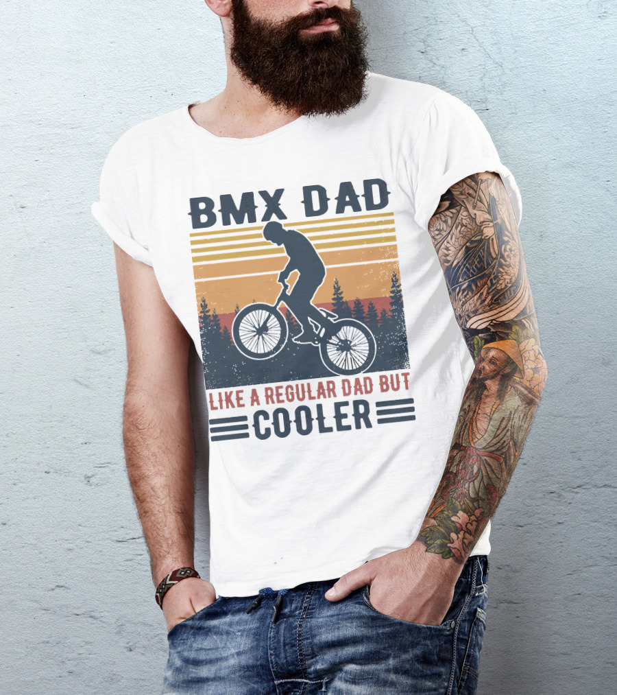 BMX Dad Like A Regular Dad But Cooler Retro Forest T-Shirt