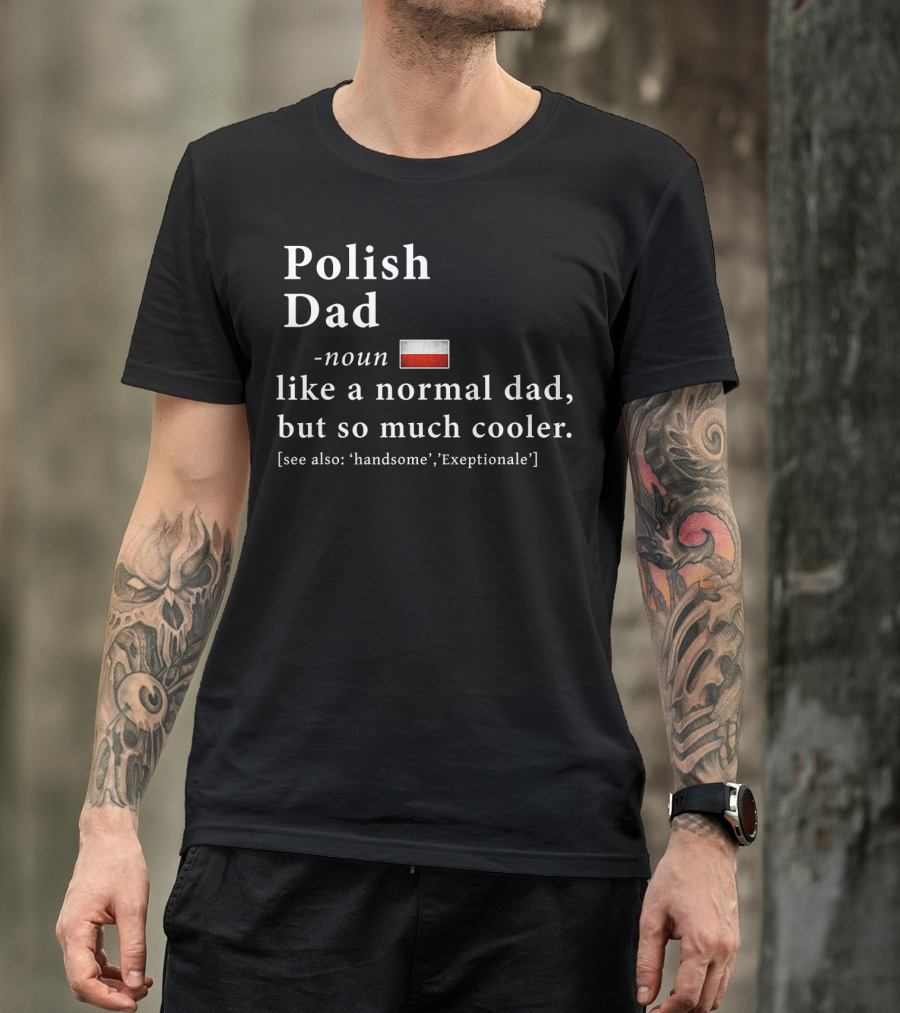 Polish Dad Noun Like A Normal Dad But So Much Cooler Handsome Exceptionale Polish Flag T-Shirt