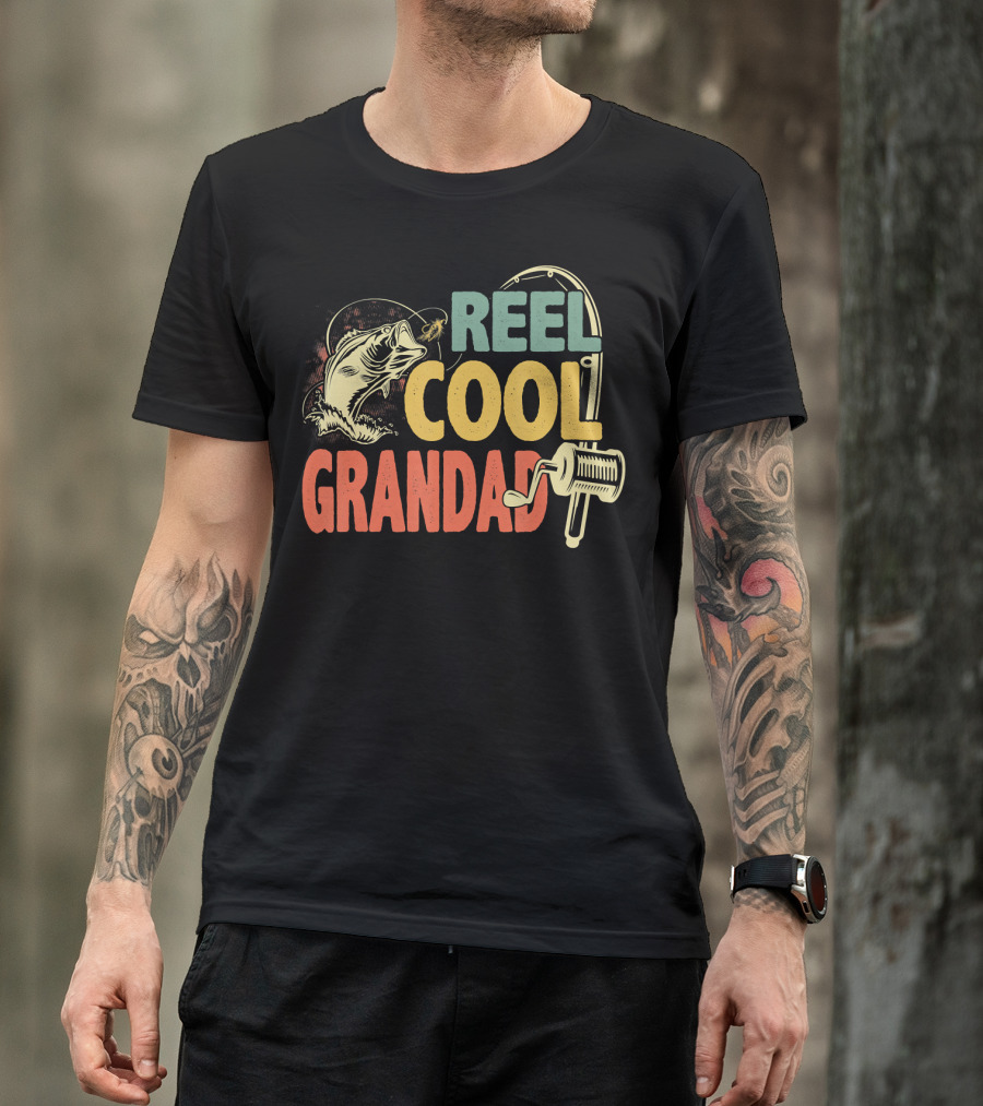 Reel Cool Grandad Vintage Fishing Motif T-Shirt