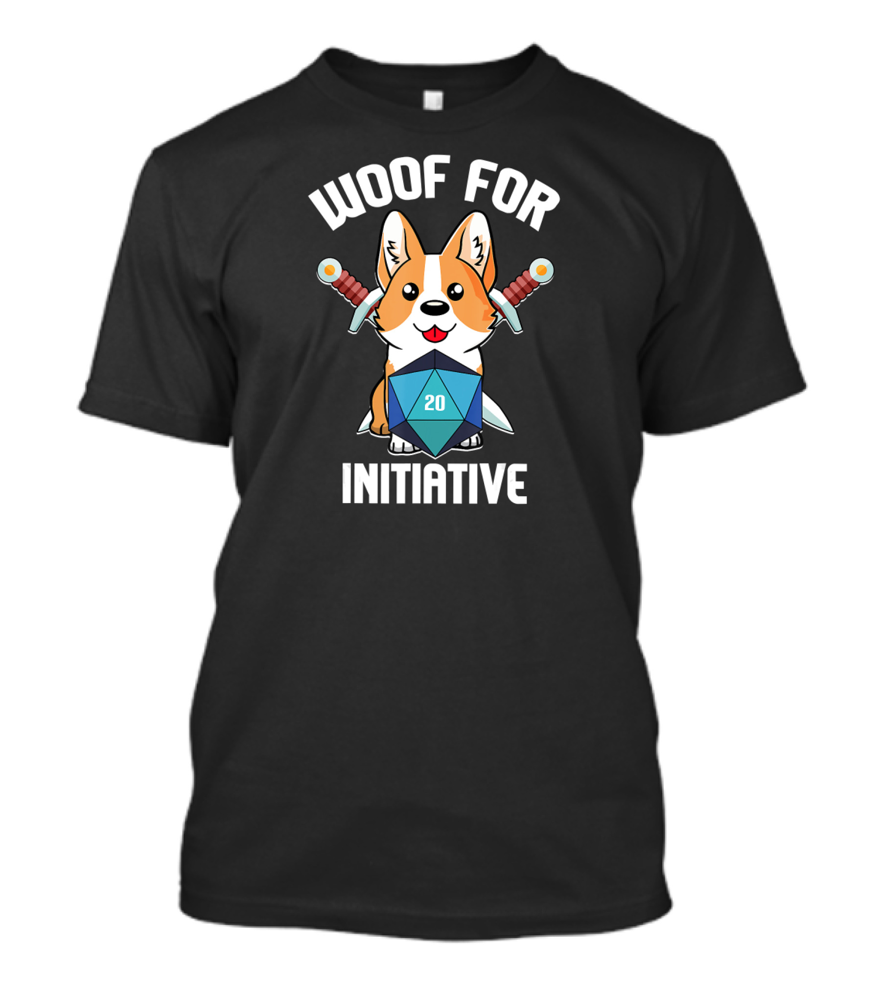 Woof For Initiative Corgi D20 RPG Gamer 20 T-Shirt
