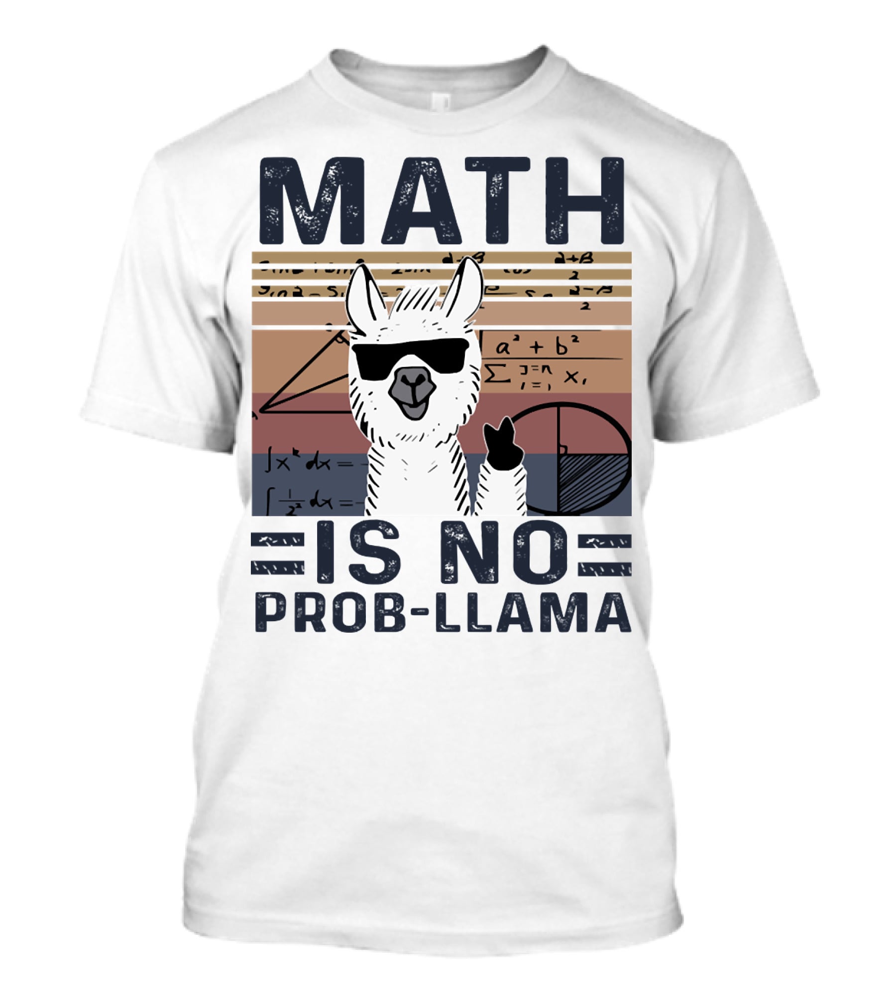 Math Is No Prob-Llama Funny Algebra Llama With Sunglasses T-Shirt