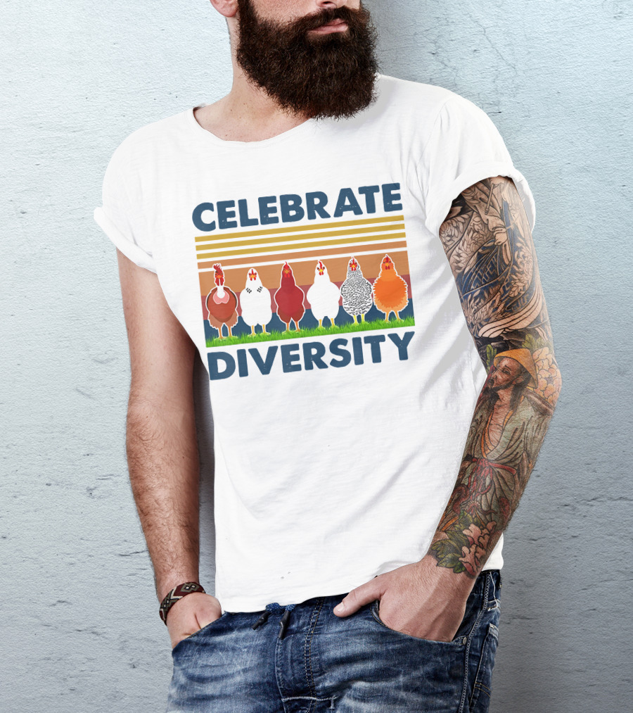 Celebrate Diversity With Chickens In Colorful Display T-Shirt
