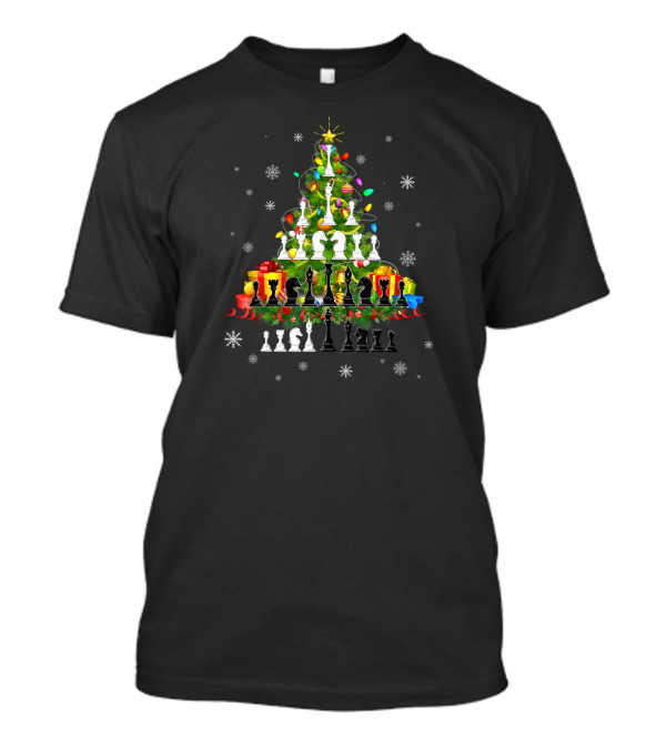 Chess Christmas Tree Lights Funny Holiday Chess Pieces T-Shirt