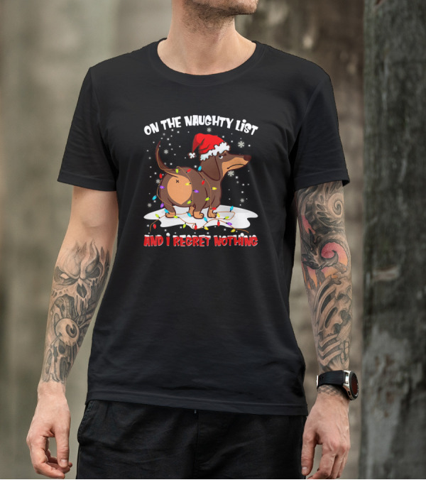 On The Naughty List Dachshund Xmas And I Regret Nothing T-Shirt