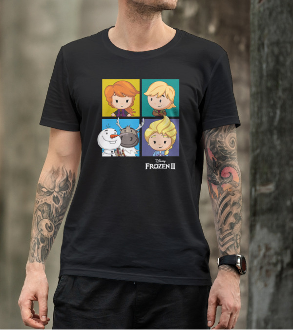 Disney Frozen 2 Chibi Character Panels Elsa Anna Olaf Kristoff Sven T-Shirt