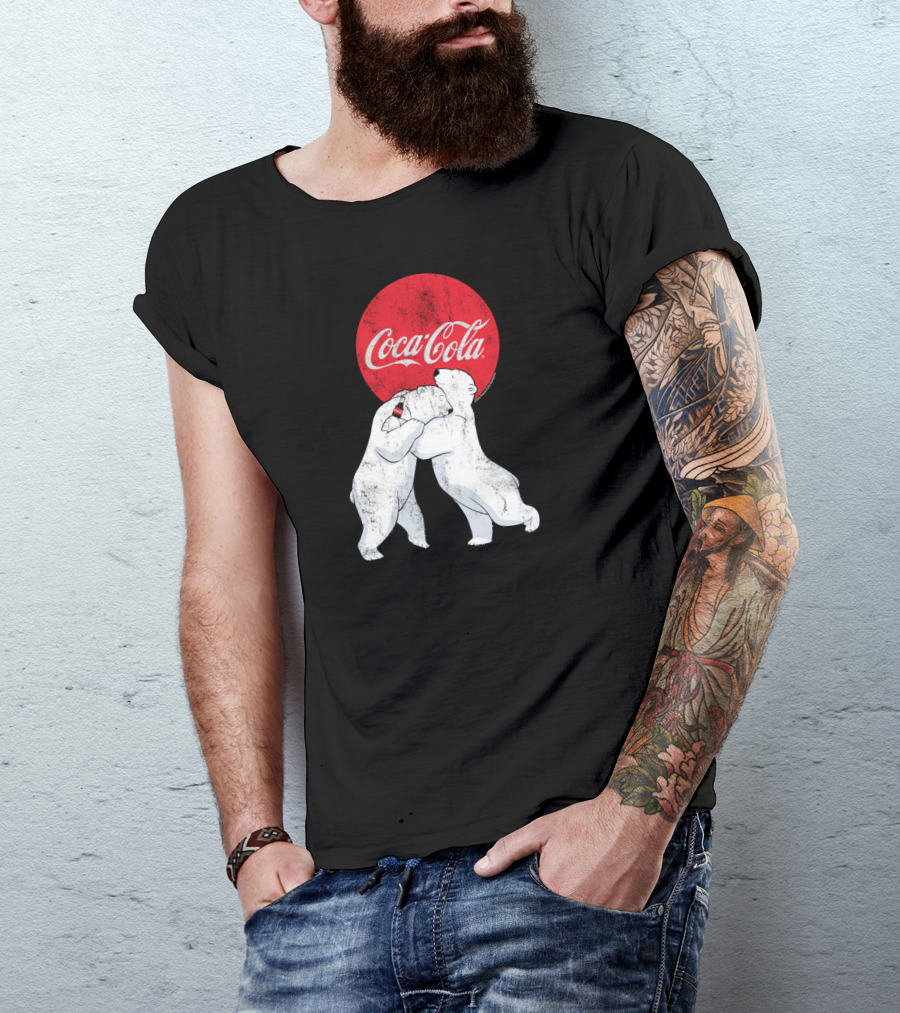 Coca Cola Christmas Polar Bears Embrace Classic T-Shirt