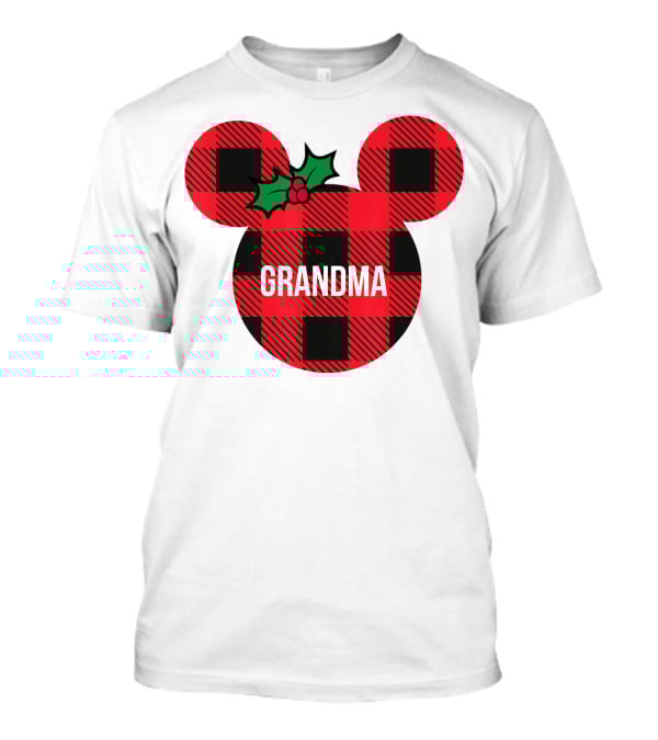 Disney Minnie Mouse Plaid Grandma Holiday Family Christmas T-Shirt