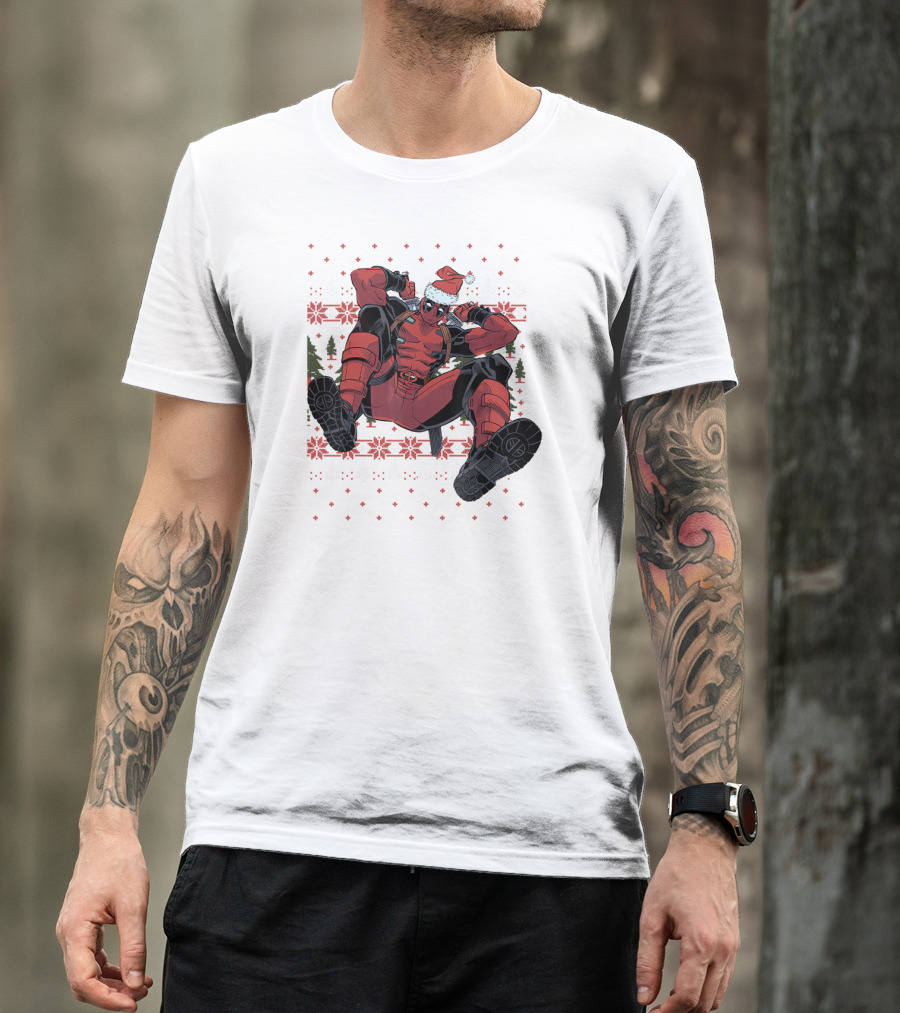 Marvel Deadpool Christmas Santa Hat Ugly T-Shirt