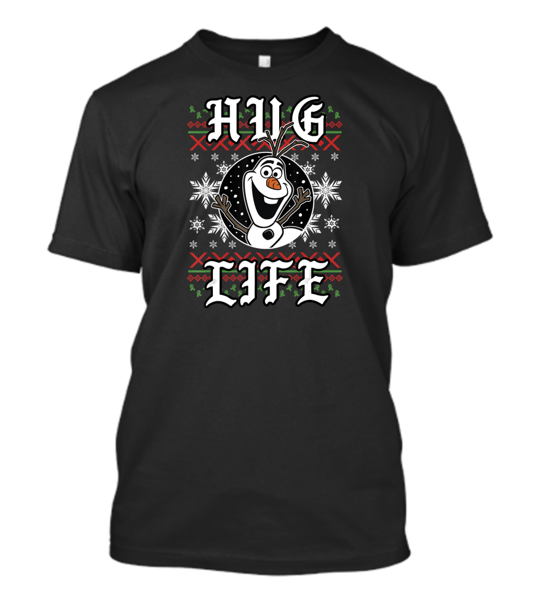 Disney Frozen Olaf Hug Life Ugly Christmas Style Snowflakes T-Shirt