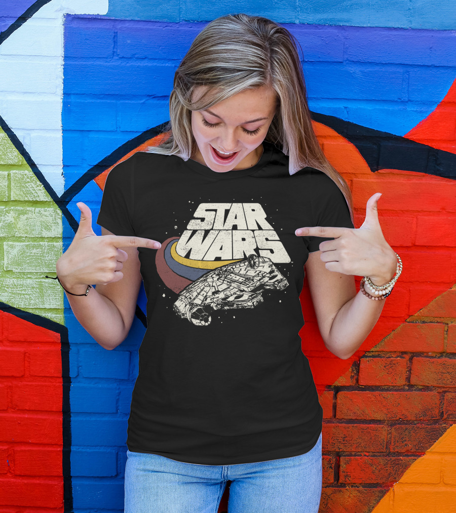 Star Wars Millennium Falcon Retro Three Stripes T-Shirt