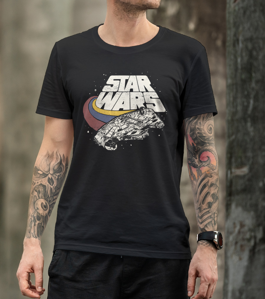 Star Wars Millennium Falcon Retro Three Stripes T-Shirt