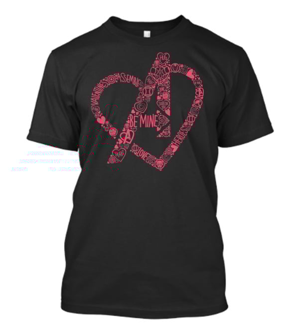 Marvel Avengers Heart Be Mine Assemble Valentine Heroes Hug Love T-Shirt