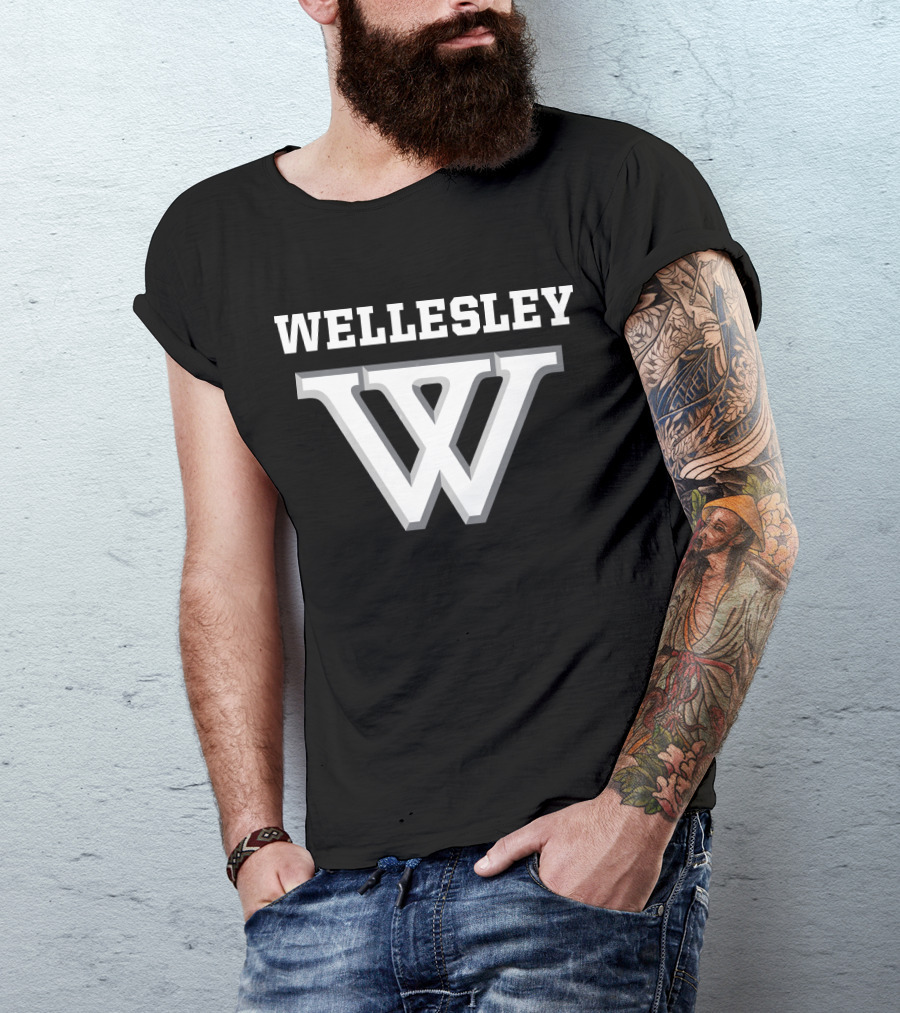 Wellesley College NCAA Bold Lettering And Iconic W T-Shirt
