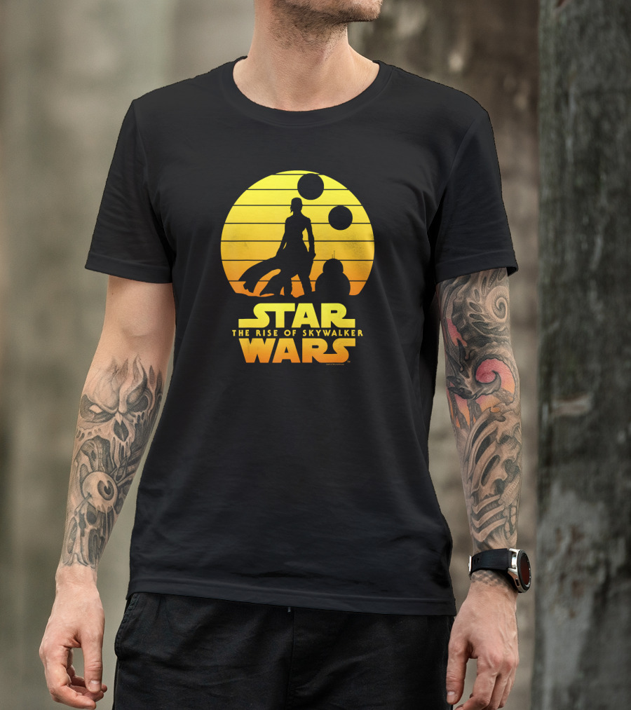 Star Wars The Rise Of Skywalker Rey BB Silhouette Sunset Scene T-Shirt