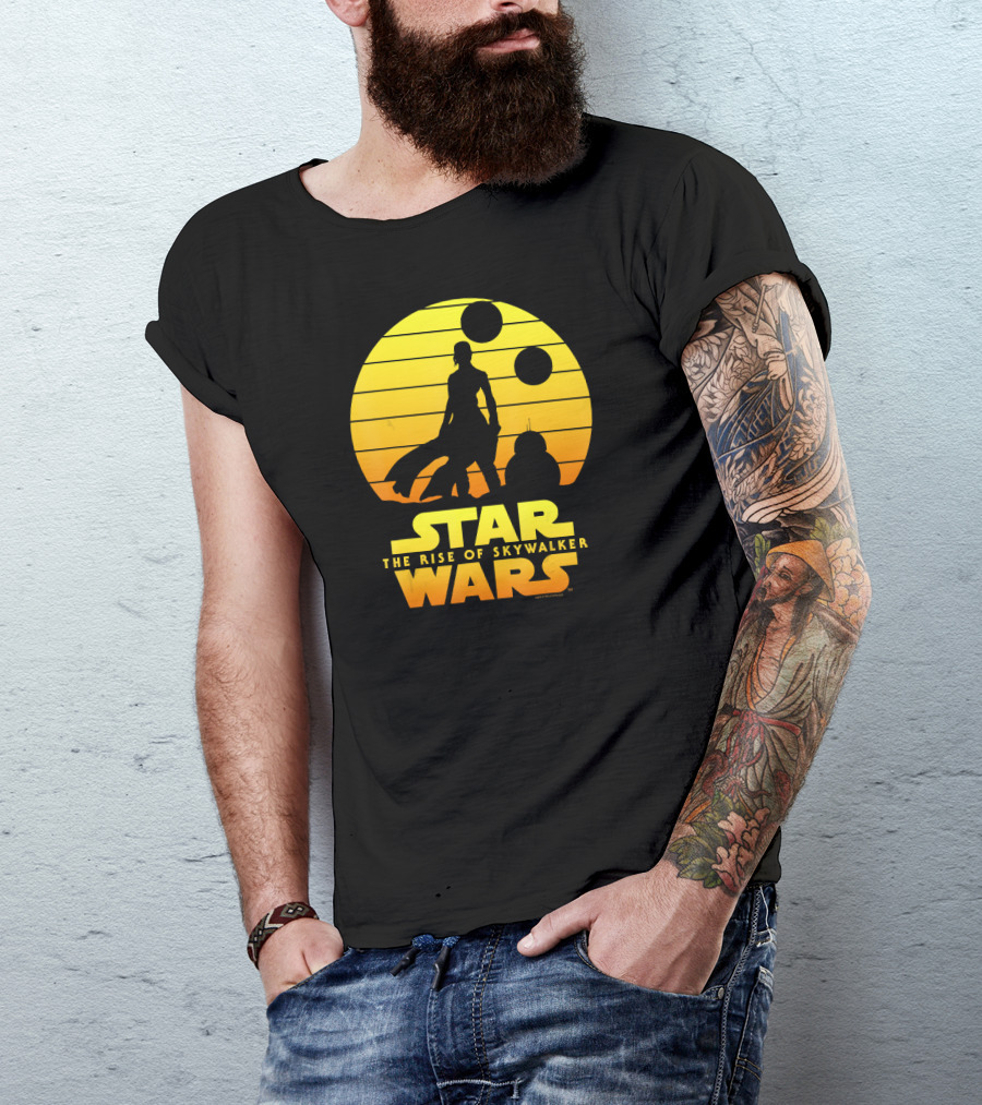 Star Wars The Rise Of Skywalker Rey BB Silhouette Sunset Scene T-Shirt