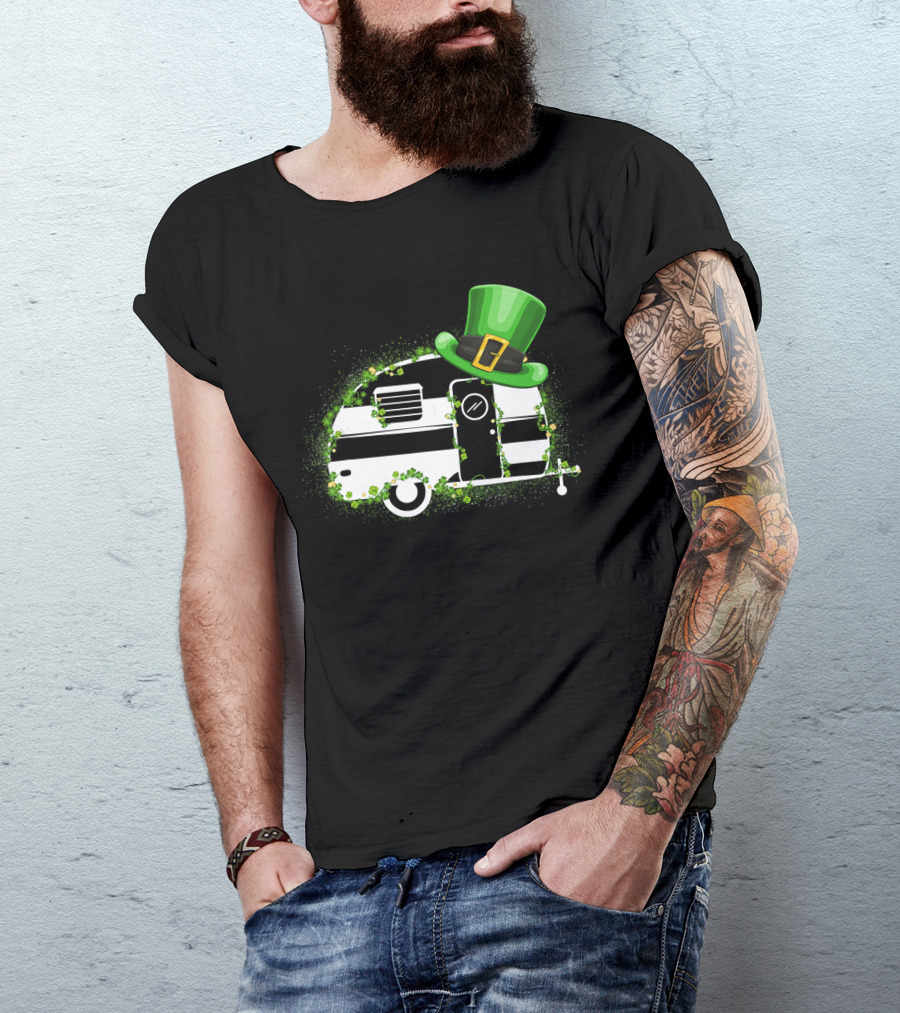 St Patrick's Day Leprechaun Hat Camper Van Adventure T-Shirt