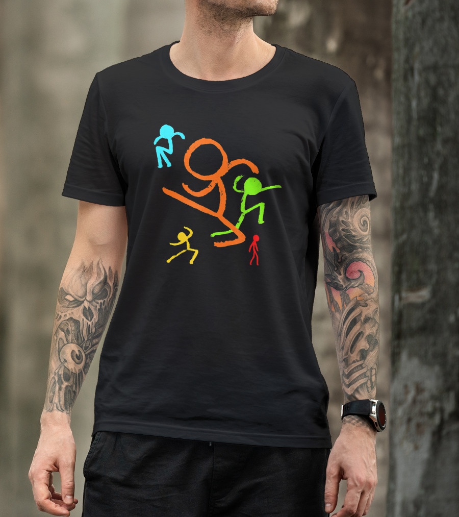 Five Colorful Stick Figures Youth Fashion T-Shirt