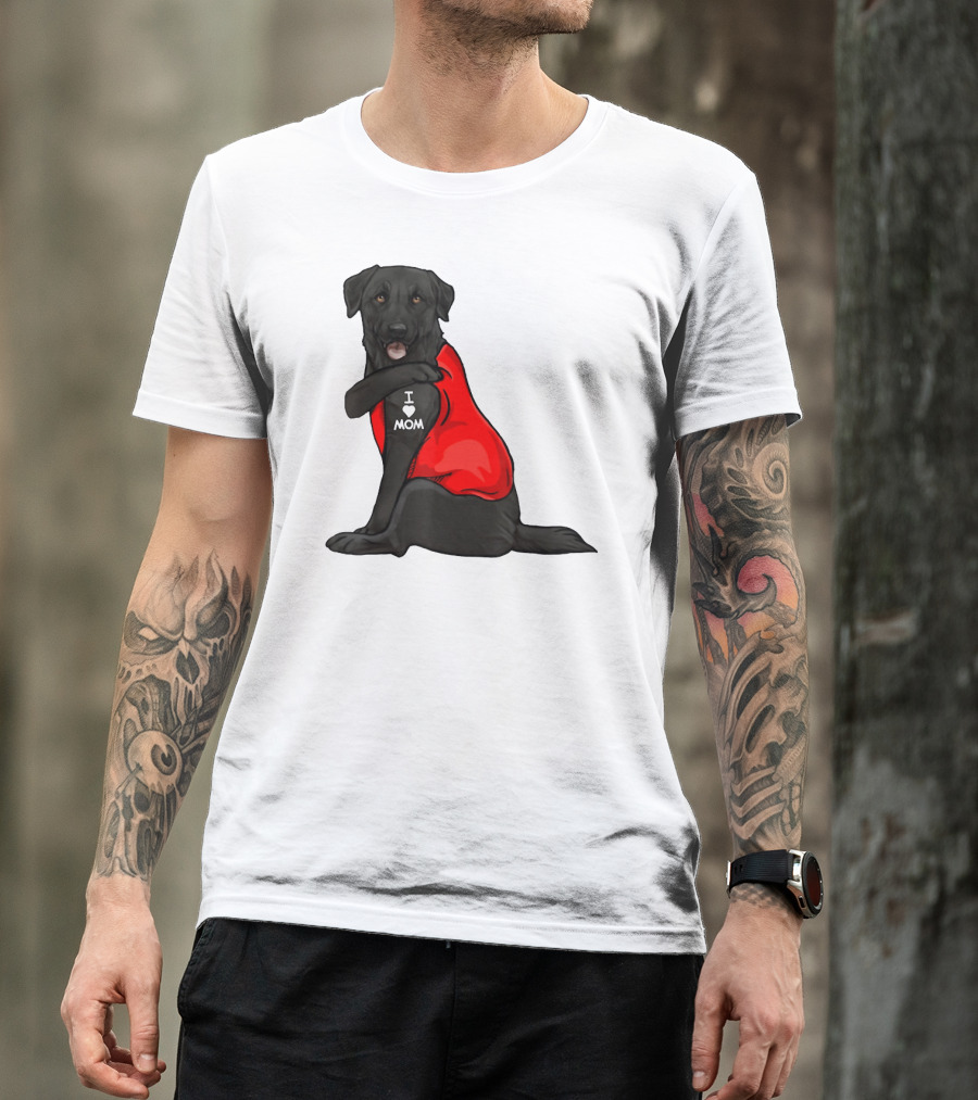 I Love Mom Funny Labrador Retriever Dog Tattoo Red T-Shirt