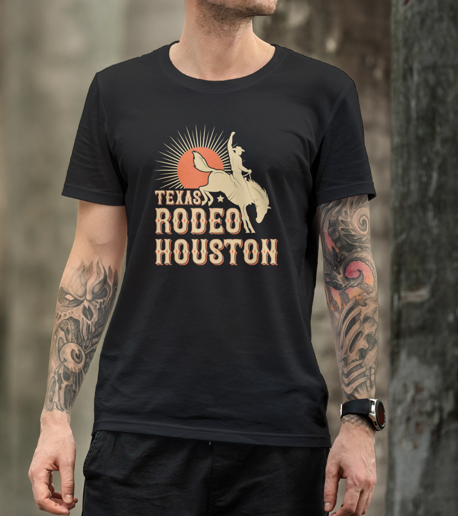 Texas Rodeo Houston Western Cowboy Sunburst Rider T-Shirt