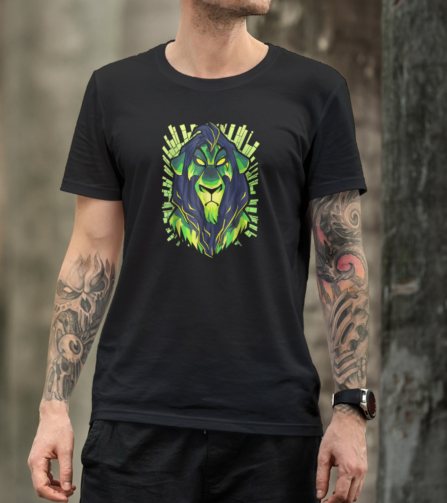 Disney Lion King Evil Scar Geometric Green And Black T-Shirt