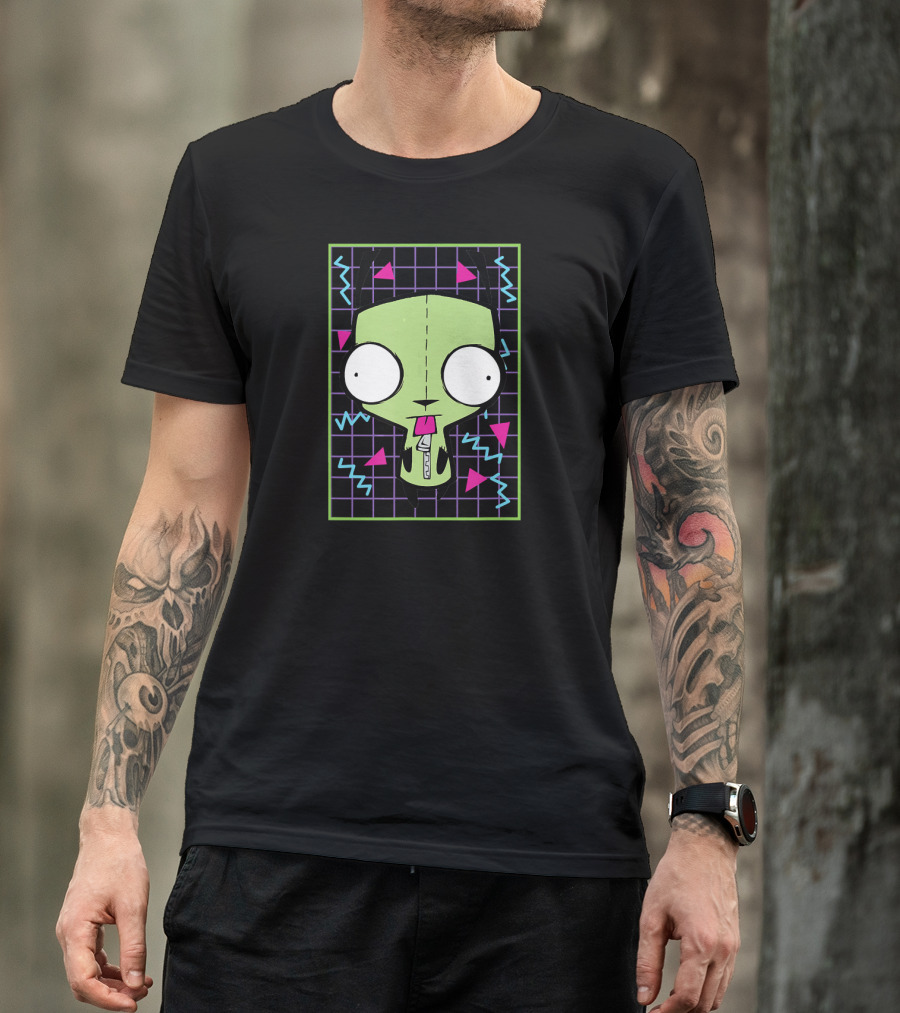 Invader Zim Gir 90s Retro Geometric Neon Grid T-Shirt