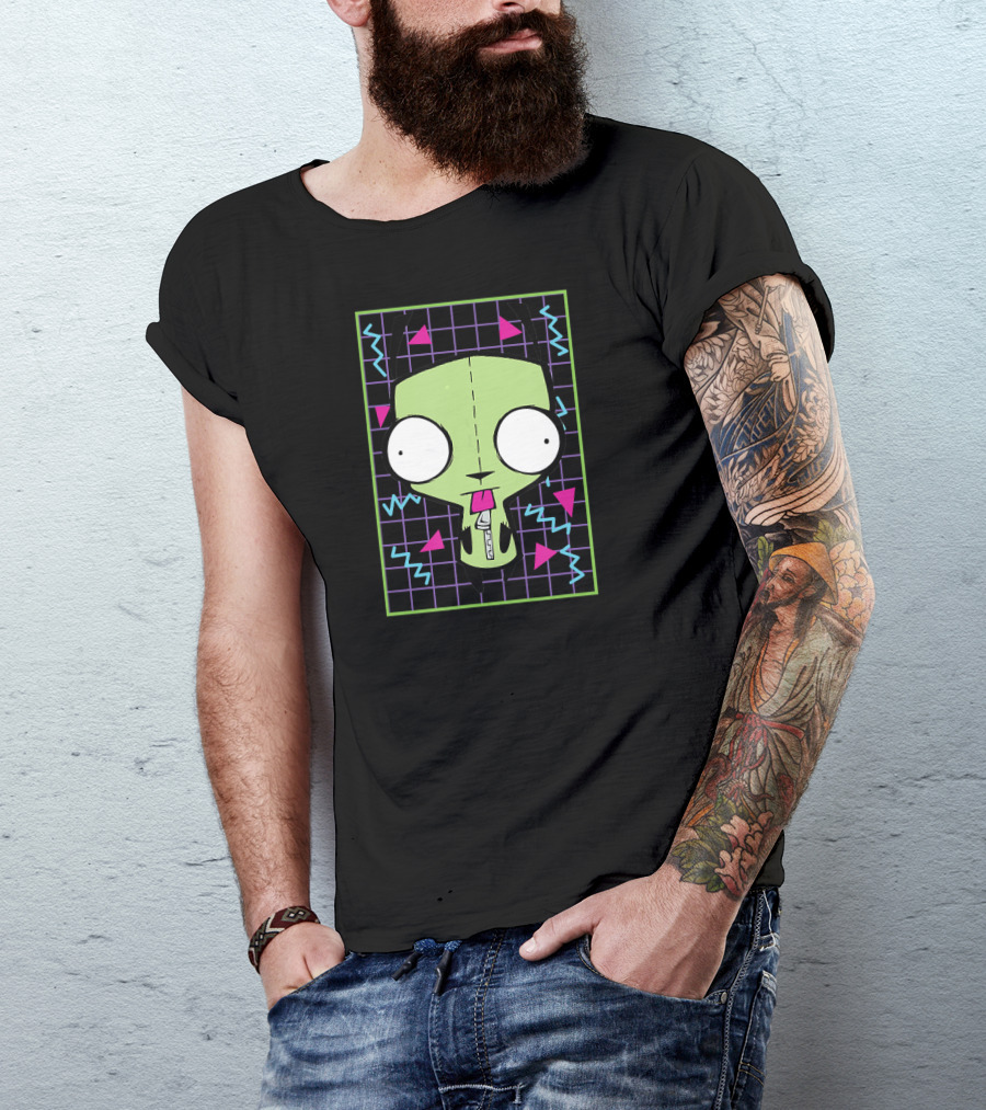 Invader Zim Gir 90s Retro Geometric Neon Grid T-Shirt