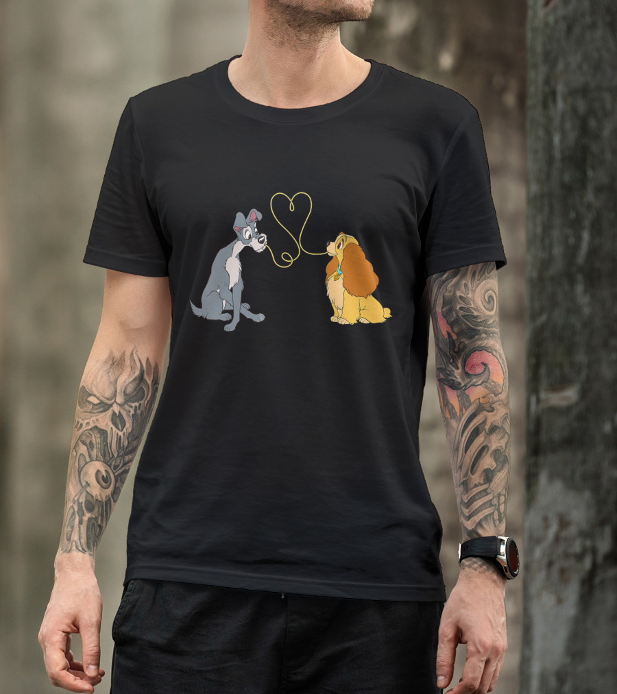 Disney Lady And The Tramp Bella Notte Spaghetti Heart Scene T-Shirt