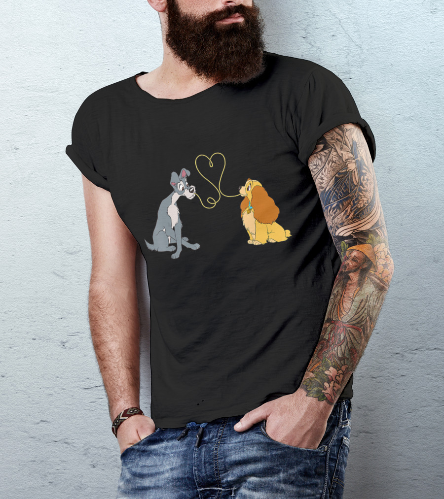 Disney Lady And The Tramp Bella Notte Spaghetti Heart Scene T-Shirt