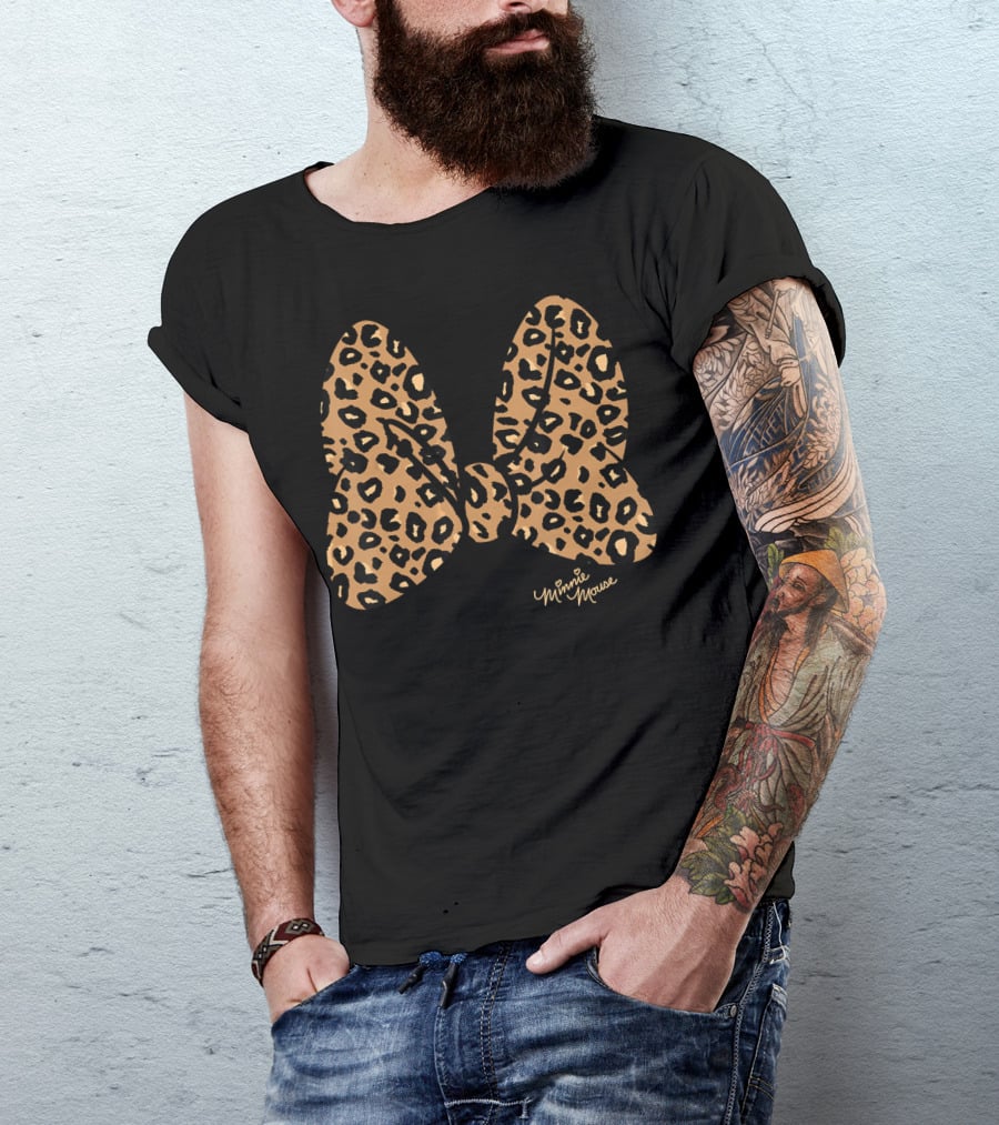 Disney Minnie Mouse Leopard Print Bow Minnie Mouse T-Shirt